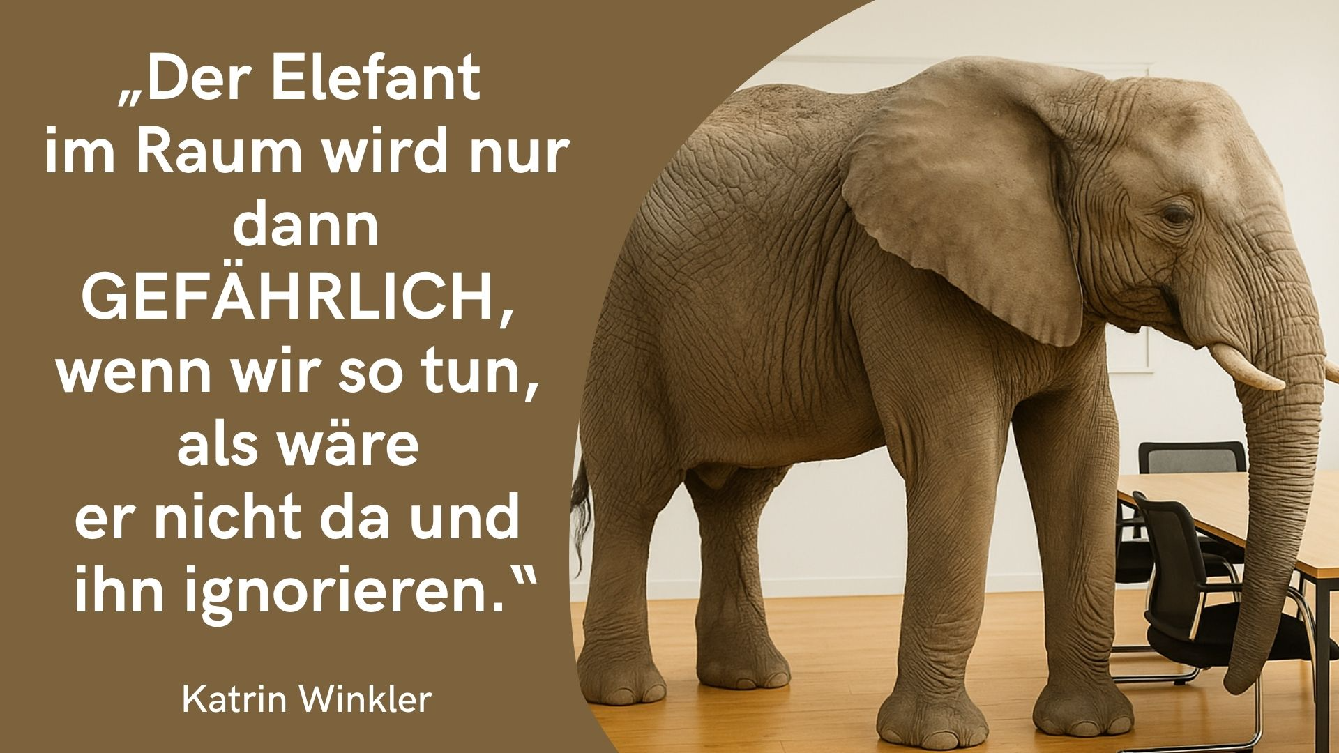 Der Elefant im Raum und ich – wie immer – mittendrin.